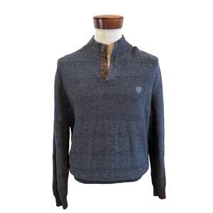 Chaps mens charcoal button‎ neck sweater size L